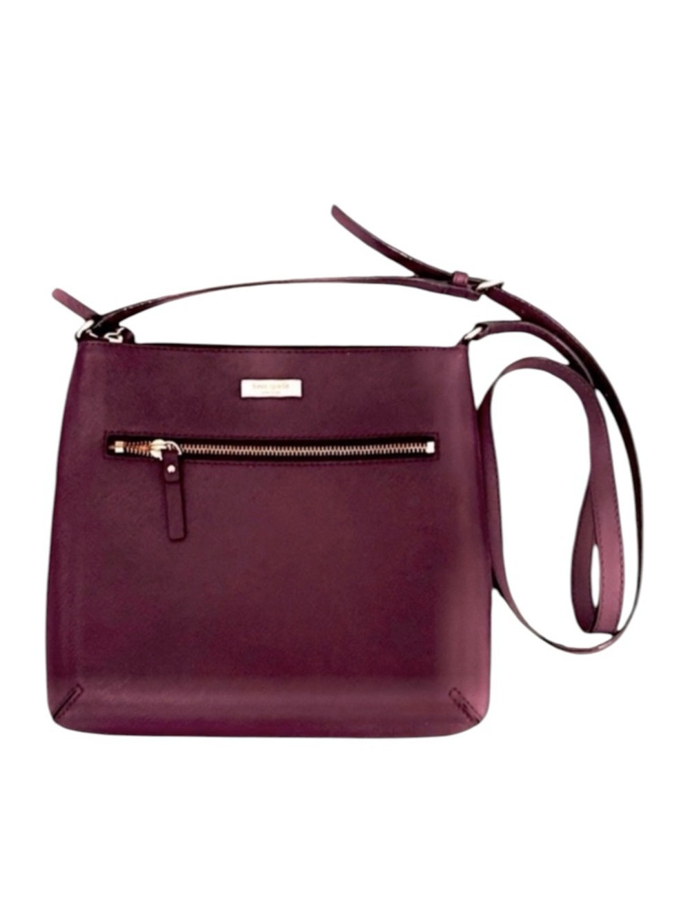 Kate Spade Leather Crossbody Bag Purse Burgundy Wine Purple Red God